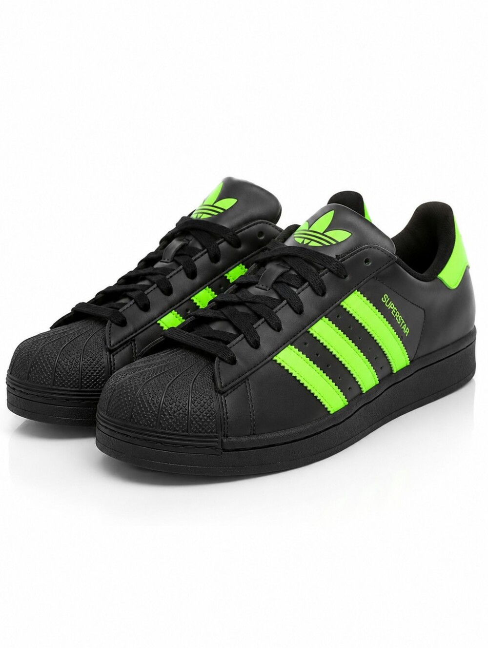SUPERSTAR ADIDAS II Shell Top WOMENS 7 Low Top Sneakers Black Green Girls 5.5Y